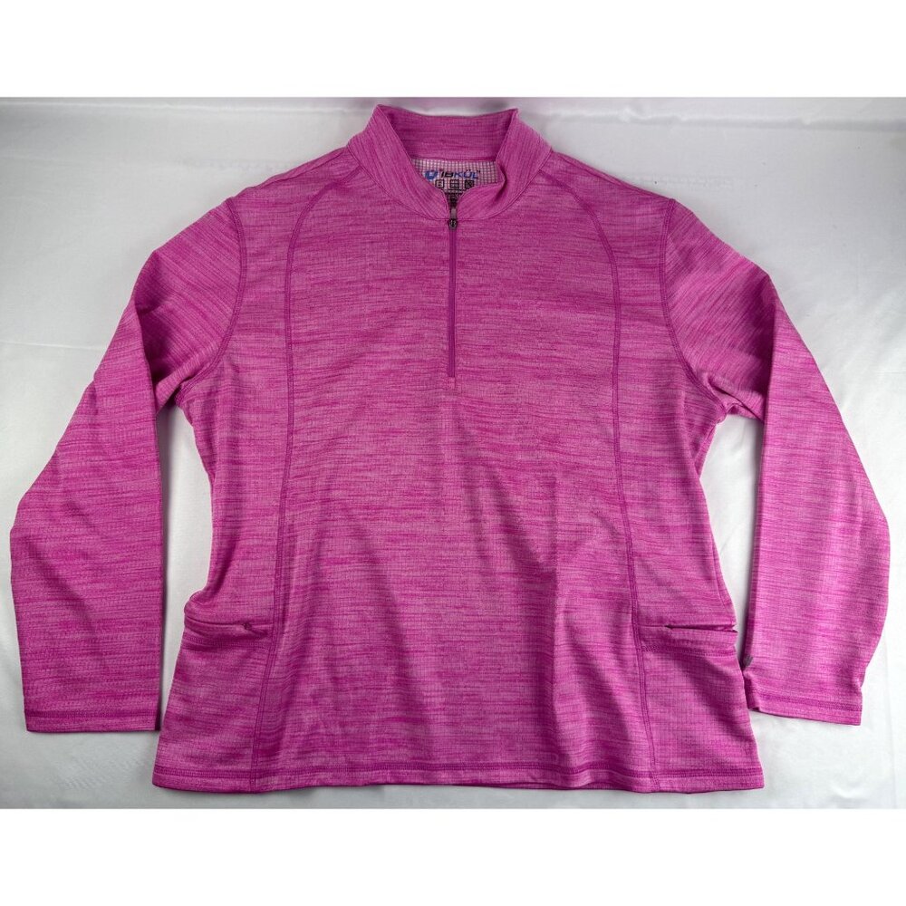 IBKUL Top Womens Sz XXL IceFil 1/4 Zip Sun Shirt Pink Long Sleeve UPF 50 Golf Sw